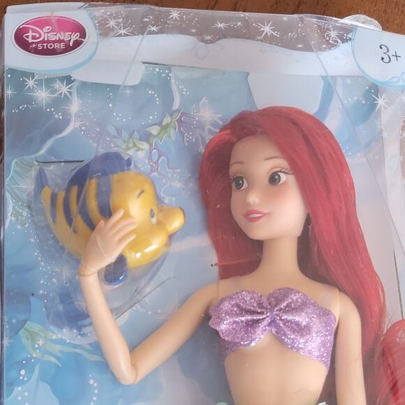 Disney Store The Little Mermaid 12'' Ariel Doll with Flounder New in Box - Picture 5 of 9